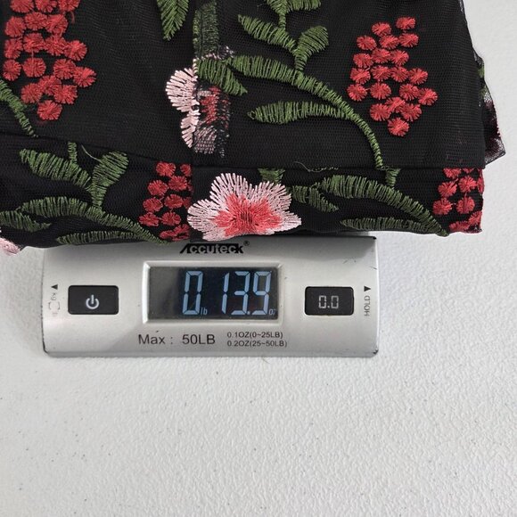 Modcloth Womens Black Mesh Floral Embroidered Dress Size L Feminine Fairy Whimsy - Picture 12 of 12